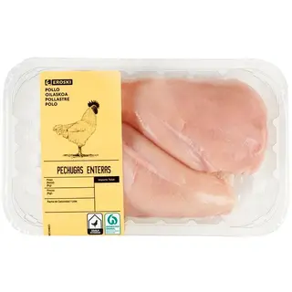 Pechugas De Pollo Enteras 2-3 Ud Eroski, Bandeja 510 G
