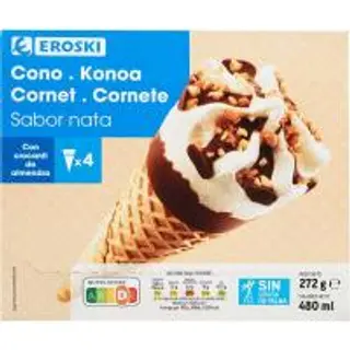 Cono Grande De Nata Eroski, Pack 4X120 Ml. (25473463)