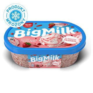 Big Milk Lody Intense Świeże mleko z truskawkami, 1000 ml