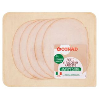 CONAD Percorso Qualità Da tacchino allevato senza uso di antibiotici Petto di Tacchino Arrosto 100 g - 8003170072367