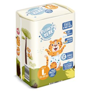 Pañales 13-20 Kg Talla L Planeta Bebé De Dia Bolsa 20 Unidades
