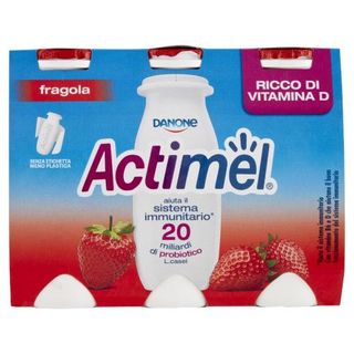 ACTIMEL, Yogurt da Bere con Vit B6 e D per il Sistema Immunitario, gusto fragola, 6X100G