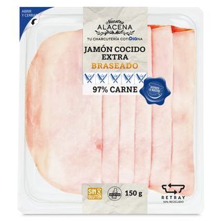 Jamón Cocido Extra Braseado Nuestra Alacena De Dia Sobre 150 G