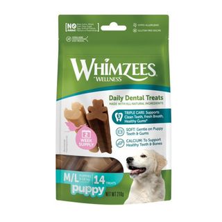 Whimzees Puppy M/L Snacks Dentales Naturales Para Cachorros 0.21Kg