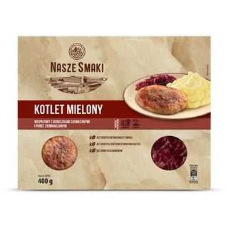 Nasze Smaki Kotlet mielony wieprzowy z buraczkami zasmażanymi i puree ziemniaczanym, 400 g