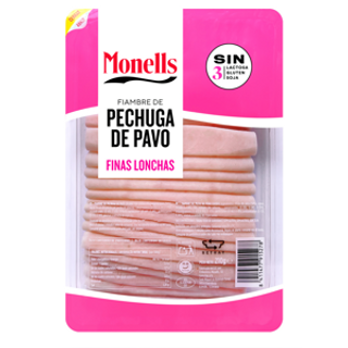Pechuga Pavo Lonchas Finas Sin Gluten Monells 230Gr.