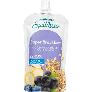 Saqueta de Maçã, Banana, Mirtilo, Açaí e Quinoa Super Breakfast sem Adição de Açúcar Continente Equilíbrio (emb. 120 gr)