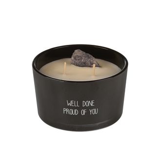 Candela profumata con cristallo - e vasetto nero con scritta My Flame