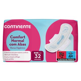 Pensos Higiénicos Comfort Normal com Abas Continente (emb. 32 un)