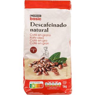 Café Grano Descafeinado Eroski Basic, Paquete 1 Kg