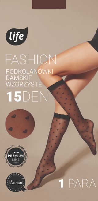 Life Podkolanówki wzorzyste 20 DEN wzór serduszka rozm. uniwersalny kolor nero
