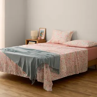 Sábana De Satén Estampada Folio Azul cama 150-160cm