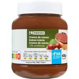 Crema Cacao 1 Sabor 13% Avellana Sin Palma Eroski Frasco 400 G (21976014)
