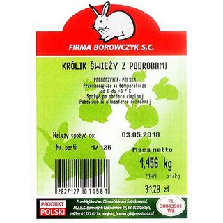 Borowczyk Królik tuszka mrożony 1 kg