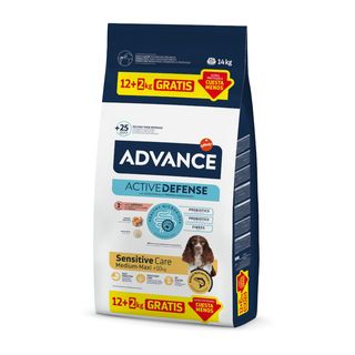 14 kg (12 + 2 kg ¡gratis!) Advance Active Defense Medium Maxi Sensitive Salmón y Arroz pienso para perros