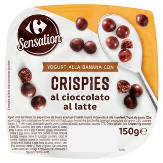 Carrefour Sensation Yogurt alla Banana con Crispies al cioccolato al latte 150 g
