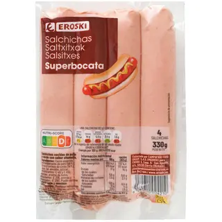 Salchichas Super Bocata Eroski, Sobre 330 Gr.