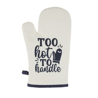 Guanto forno - bianco con scritta blu