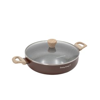 Tegame 28  cm marrone scritta Cooking Therapy - con coperchio