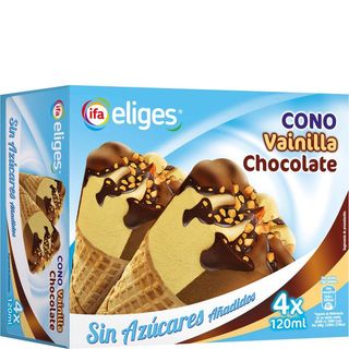ELIGES Helado Cono De Vainilla Y Chocolate 4 Uniades