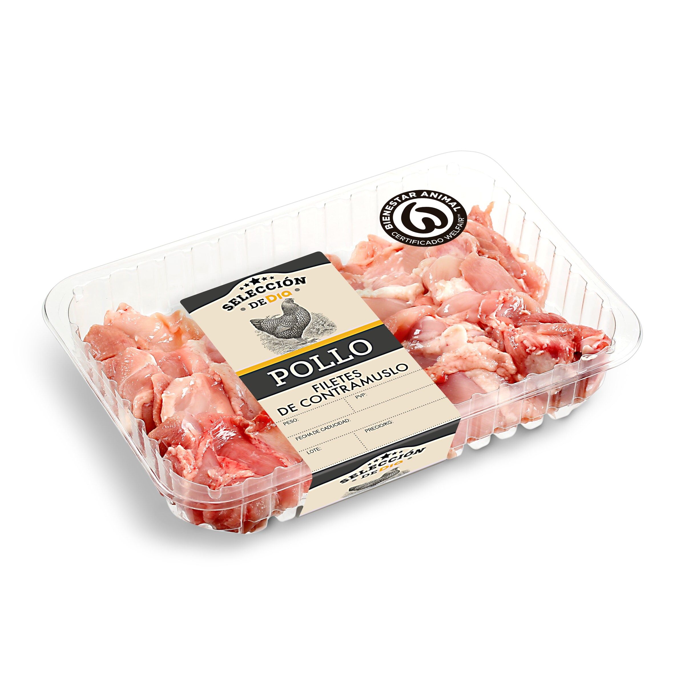 Filetes De Contramuslo De Pollo Selección De Dia Bandeja 500 Gr.