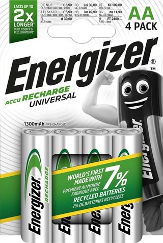 Pilas Recargables Aa Energizer Accu Recharge Universal - 4 Unidades (7638900424270)