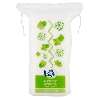 Carrefour Soft Maxi Duo Sensitive* 100% Cotton** Aloe vera 50 pz