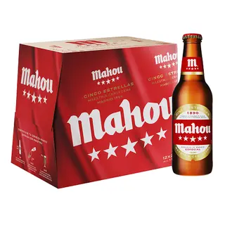 Cerveza Mahou Cinco Estrellas Botella 25 Cl. Pack 12 Uds.