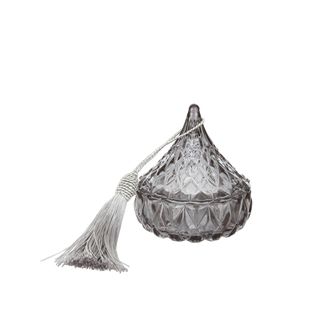 Portagioie piramide grigio - con coperchio e nappina