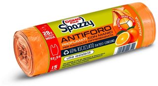 DOMOPAK SPAZZY SACCO PATTUMIERA ANTIFORO CON MANICI ARANCIA 28LT 15 PEZZI   DOM9650