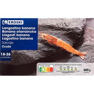 Langostino Salvaje Crudo 18/26 Grande Eroski, Caja 600 Gr. (16550469)
