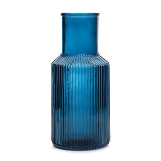 Wazon | TOLLE | szklany prążkowany granatowy | 10x22 cm | 878355