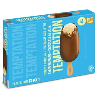 Helado Bombón Chocolate Con Leche Dia Temptation 4 X 84 G