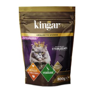 Kingar Cat Busta Crocchette 800g Pollo, Tacchino e Verdure 