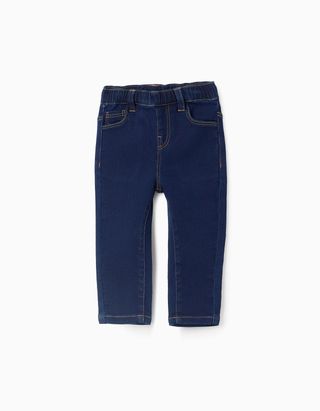 Calças de Ganga com Cintura Elástica para Bebé Menina - Tamanho 12/18M AZUL ESCURO