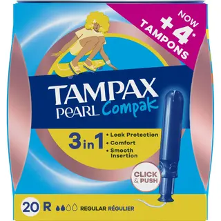 Tampon Regular Compak Pearl, Paquete 20 Unidades