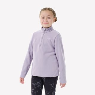 Forro polar de senderismo niños 7 15 años, MH100 1/2 cremallera violeta.161 172cm14 15A Morado