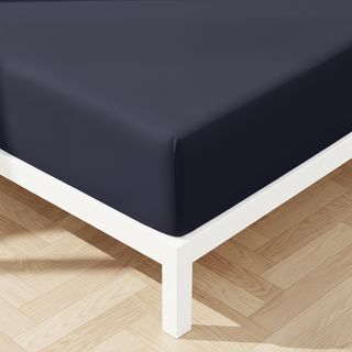 Lenzuolo singolo con angoli in microfibra mano pesca - blu scuro