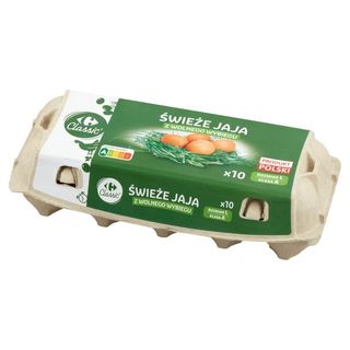 Carrefour Classic Świeże jaja z wolnego wybiegu L 10 sztuk