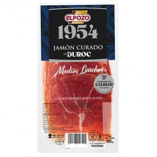Jamón Curado En Medias Lonchas El Pozo 1954 Sin Gluten Y Sin Lactosa 50 G