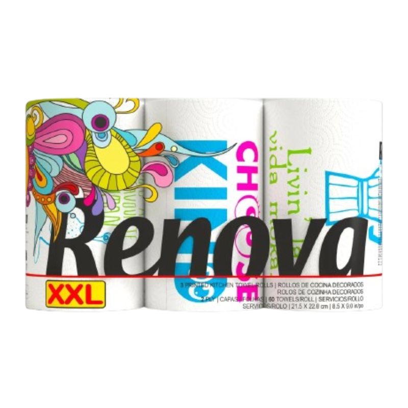 Renova Rolo de Cozinha Design XXL 3 rolos