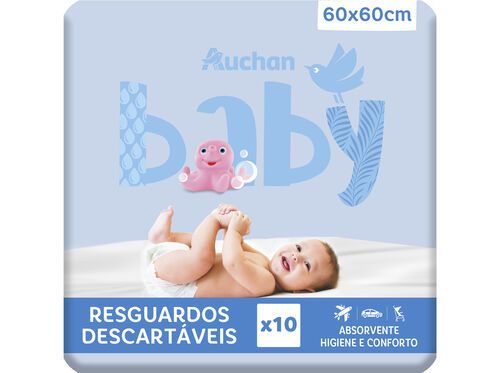 RESGUARDOS AUCHAN BABY DESCARTÁVEIS 10 UNIDADES 60X60CM