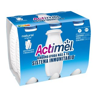 Leche Fermentada con Lcasei Sabor Natural Actimel de Danone 6 X 100 G.