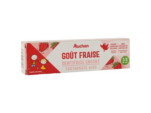 PASTA AUCHAN KIDS DENTÍFRICA 2 A 6 ANOS MORANGO 50ML