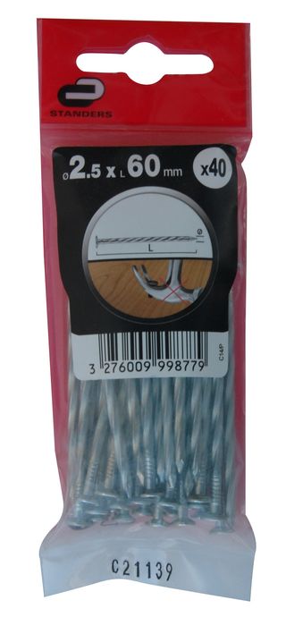 40 Pregos Rosc Cab Chata Aco Zinc 2.5X60 (15674953)