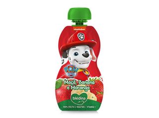 SAQUETA FRUTA BLEDINA PATRULHA PATA MAÇA BANANA MORANGO 100G