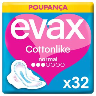 Pensos Higiénicos Cottonlike Normal com Abas Evax (emb. 32 un)