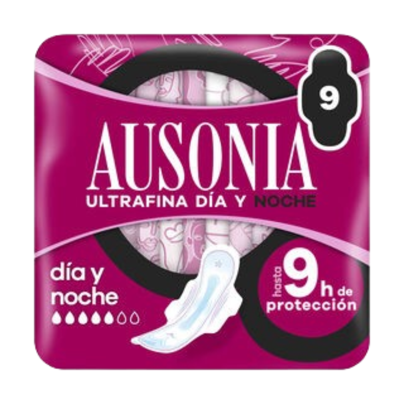 Ausonia Penso Higiénico Ultrafina Noite com Abas 9un