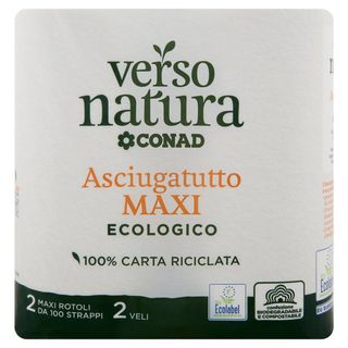 CONAD VERSO NATURA Asciugatutto Maxi Ecologico 2 Veli 2 Maxi Rotoli - 8003170055063