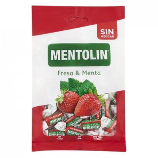 Caramelos Fresa Menta Sin Azúcar Mentolin Bolsa 100 Gr.